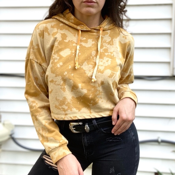 Stone & Willow Co. Tops - Custom Bleached Upcycled Cropped Hoodie